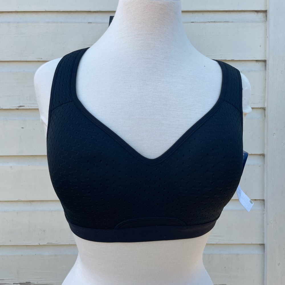 Layer 8 Solid Black Padded Racer Back Stretchy Spandex Adjustable Sports Bra M